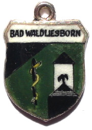 BAD WALDLIESBORN, Germany - Vintage Silver Enamel Travel Shield Charm